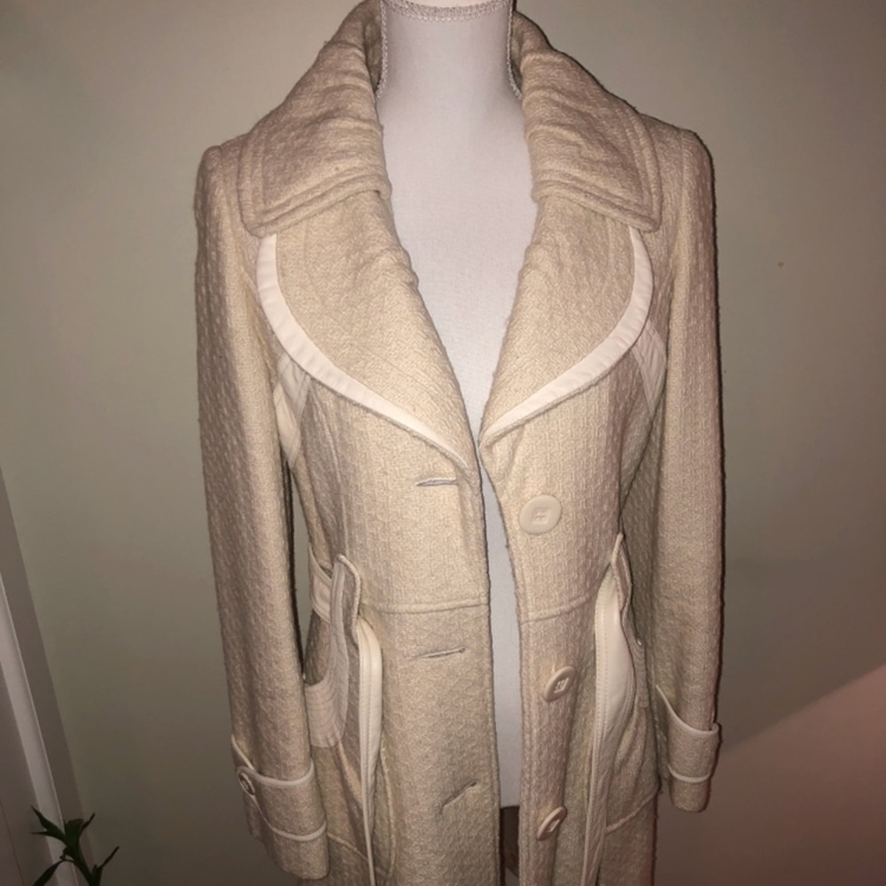 Marciano Wool & Lambskin Cream Off White Peacoat